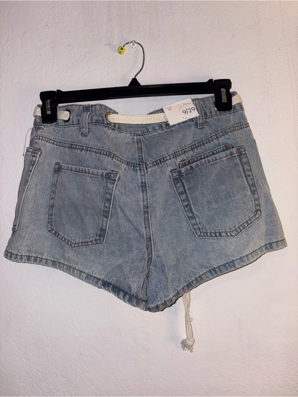 Women's Light Blue Denim Drawstring Jean Shorts - Picture 3 of 3